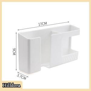 [Hilldora] 2 In 1 Wall-mounted Mobile Phone Remote Control Storage Box Multifunctional Punch-free Storage Rack Wall Debris Storage Holders