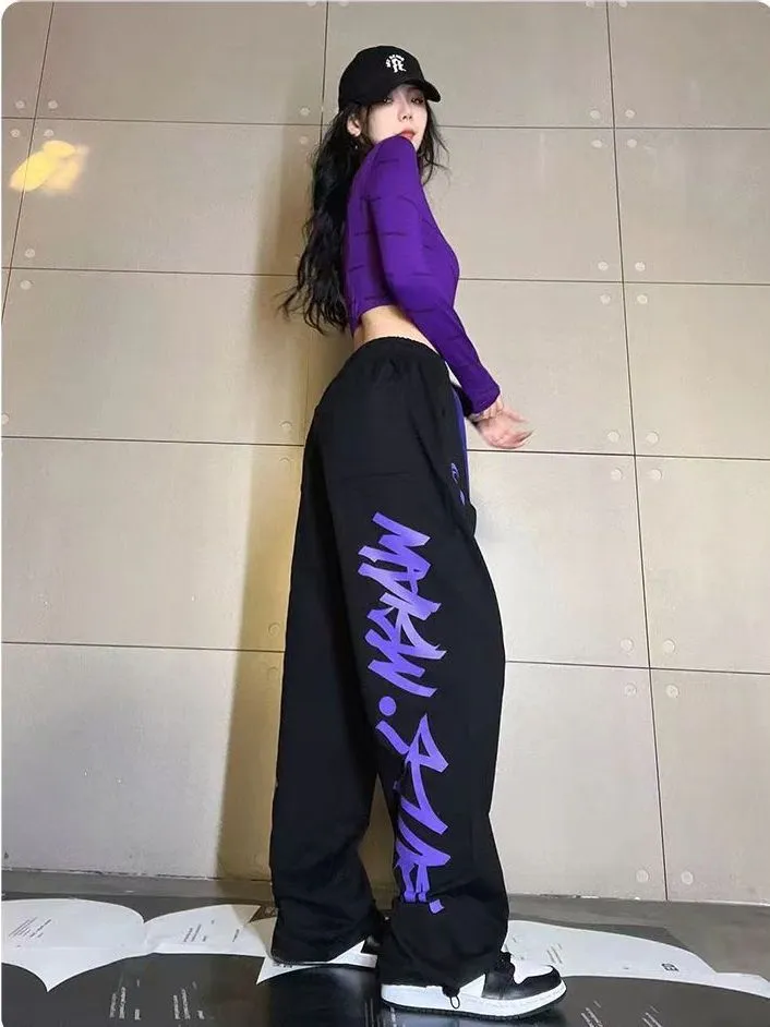 Y2k High Street Jazz Dance Sports Pants for Women Korean Style