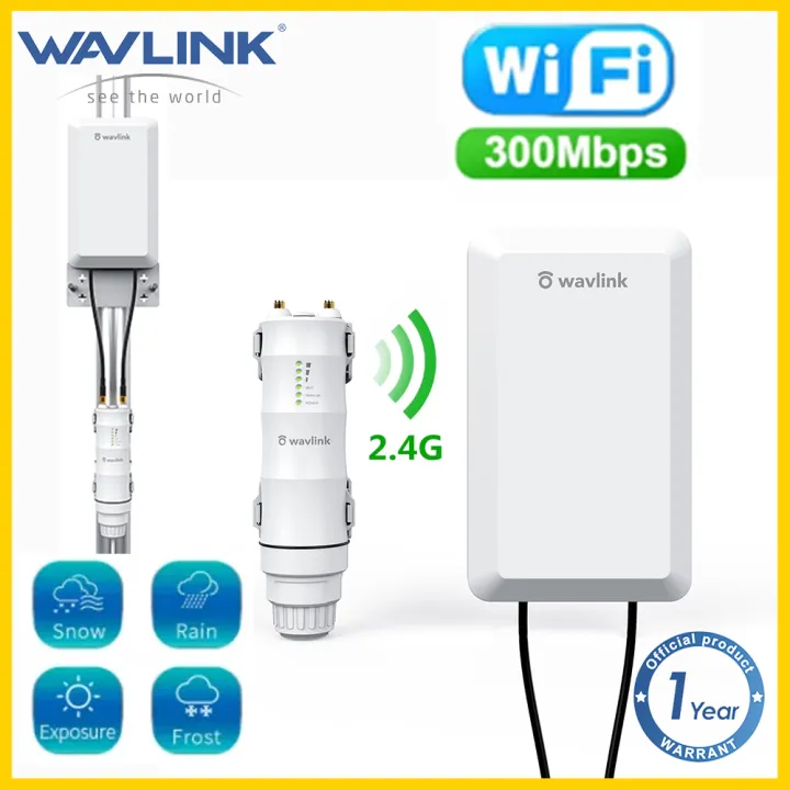Wavlink Wireless 2.4GHz 300Mbps Remote Outdoor Router IP65 Class Waterproof 24V PoE Powered 2 11dBi High Gain Antennas Support AP/Router/Repeater Mode for PtP