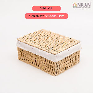 Rổ Mây Có Nắp Đựng Đồ Để Khăn Đồ Uống Trang Sức Trang Trí Khách Sạn Homestay Hàng Đẹp