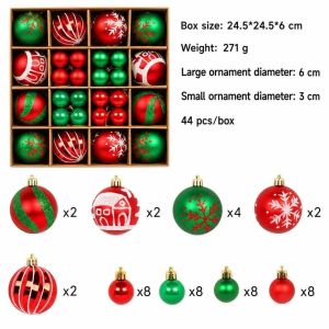 BUENOO 44Pcs/Set 6/3CM Christmas Ball Shiny Creative Christmas Tree Balls Durable Christmas Pendant Decorations Party