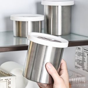 YIYU STUDIO Airtight Coffee Bean Storage Jars Moisture-proof Stainless Steel Food Storage Container Sealed Box Large Capacity Tea Tin Kitchen