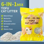 【New Launch Promo】Mix 6-in-1 Tofu Cat Litter DOMO+Natrual Cat Litter 2MM Ultral-thin Supper Odour Control Flushable Cat Litter 6L