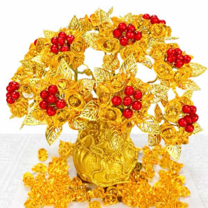 Bộ vật liệu làm cây hoa tài lộc may mắn trang trí nhà và cửa hàng - S1039