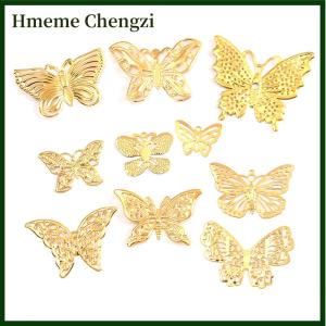 Hmeme 50Pcs Set Metal Filigree Hollow Butterfly Charms Craft DIY Jewelry Making