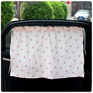 MARGETT Suction Cup Car Curtains Cute Cartoon UV Protection Sunshade Curtain Creative Floral Car Window Cover For Summer