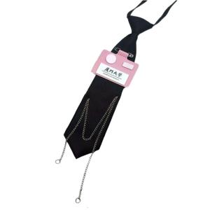 Student Pre Tied Neck Ties Preepy Look Metal Chain Dark Tie Cravat Vintage Neck Wear Accessories