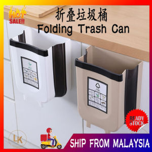 Folding Wall-Mounted Trash Can Foldable Kitchen Dustbin Garbage Basket Rubbish Bucket Dapur Bakul Baldi Sampah 可折叠壁挂式垃圾桶