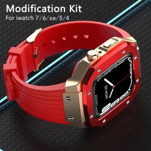 Modification Kit Metal Bezel compatible with apple watch strap series 8/7 45MM Stainless Steel Case compatible with apple watch series 6 5 4 SE 44mm protector case Zinc Alloy Diy Mod