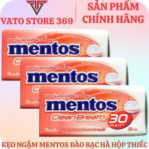 Kẹo ngậm MENTOS pure fresh đào bạc hà hộp thiếc 35g