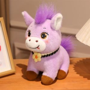JOEYTH With Flower Horse Mascot Stuffed Animal PP Cotton Soft Horse Animal Stuffed Toy Colorful Cartoon Horse Plush Doll Pentant Chinese New Year Gift