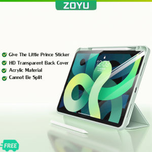 ZOYU iPad case HD transparent back cover acrylic clear case with pencil slot (Right) for ipad 10th gen ipad 2022 M2 pro 11 air 4 air 5 2020 mini 6 air 3 2021 ipad 7 8 9 gen ipad pro 10.5 2019 case Anti-bend acrylic Give The Little Prince Sticker-Pink