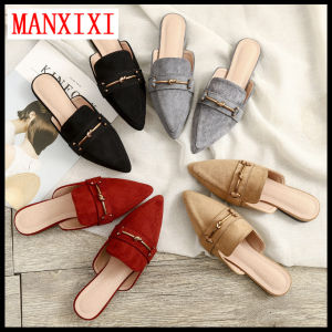 MANXIXI Brand Fashion Loafers Slippers Beautiful Suede Mules Flat Sandals For Women (Size 32-42)