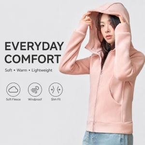 (SG Seller) 2X Warmer Womens Fleece Hoodie Thermal Full Zip Jacket Soft Winter Hooded Outdoor Coat -BN04