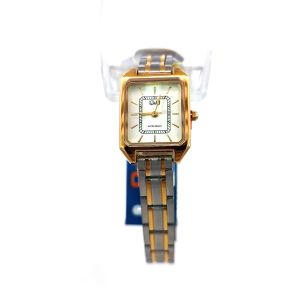 Q&Q C76A-003PY* Womens Two-Tone Rectangular Stainless Steel Watch