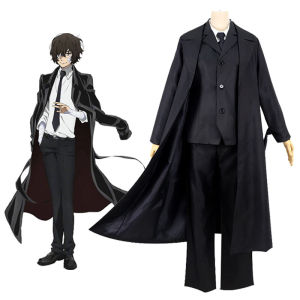 Anime Bungo Stray Dogs Dazai Osamu Cosplay Costume Black Trench Outfit Jacket Anime Men Adult Halloween Christmas Suits Coat