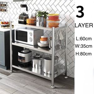 Kitchen Origanize Storage Rack 304 Stainless Steel Shelf with Wheel Organizer Rack Cabinet Multi-layer Kitchen Storage Rack Thickened Microwave Oven Storage Rack Warehouse Rack Home Bookshelf Multi-Functional 304SS Storage Rack non-embroidered