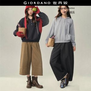Giordano Women Reversible cat applique hoodie Free Shipping 18326835