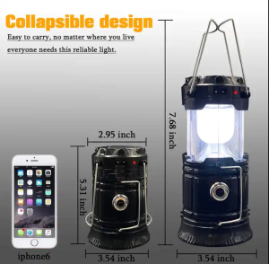 【Hania】Outdoor Tent Light Lantern Solar Power Collapsible Lamp Flashlight Emergency Torch Camping Lamp USB Rechargeable Camping Lantern