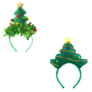 Reusable Holiday Headwear Christmas Tree Shaped Headbands Hair Accessory For Family Photos Party Themes