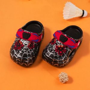 Cool Kids Spider Web Cartoon Clogs Soft Cushioned Non-Slip Sole Summer Versatile Boys Quick Dry Breathable Slippers2026