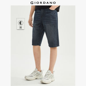 GIORDANO ผู้ชาย กางเกงขาสั้นเอวสูงปานกลางผ้าฝ้ายเดนิมมัสสุ Free Shipping 13103211