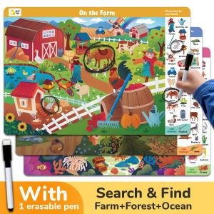 BEAR TALE Kids Search & Find Activity Mats with Erasable Pen English Learning Books for Preschool Education