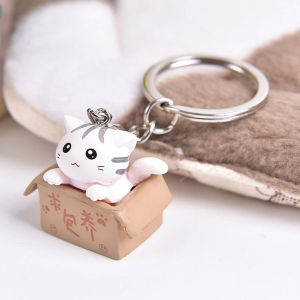 Cute cat resin simulation cat keychain pendant jewelry accessories PVC keychain