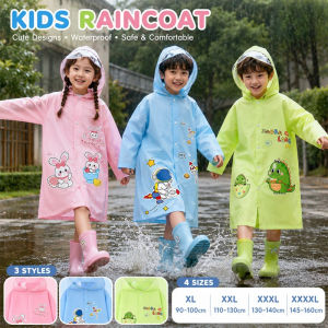 Kids Raincoat Waterproof Poncho Backpack Cover Reflective Hooded PVC School Outdoor Play