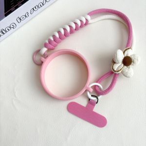 W3RF Soft Silicone Water Bottle Handle Strap Fits Most 8-40oz Bottles Flower Woven Water Cup Sling Hand-Woven Water Bottle Strap for Stanley Owala HydroJug Cup Accessories