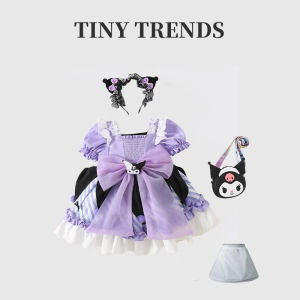 Váy ngắn tay mùa hè mới cho bé gái thời trang dễ thương Kuromi Lolita Váy công chúa váy phồng cho trẻ em