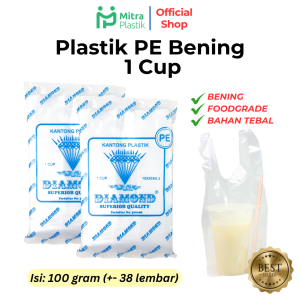 Plastik PE JUS 1 Cup Bening 10 x 30 cm Isi 38 pcs Kantong Kresek Transparan Lentur Juice Diamond