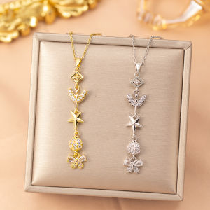 Fashion necklace pendant - Luxury and exclusive small-scale collar chain accessory  【钛钢】欧美爆款简约18K金长款流苏项链女高级感时尚锁骨链饰品