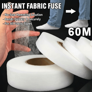 One Roll HOT MELT ADHESIVE MESH 60M Double-Sided Non-Woven Fabric Lining for Ironing Sewing Crafts