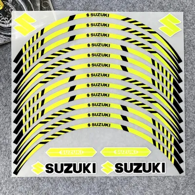 For Suzuki Smash 115 Smash115 shogun 125 r Satria FU 150 FI Raider R150 J 110 GIXXER150 Wheel Rim Decal Sticker Suzuki Logo Racing Line Motorcycle Wheel Protective Decor