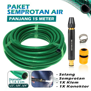 Alat Cuci Motor Set Selang Panjang 15 Meter Semprotan Upgrade Kuningan - Paket Alat Cuci Motor Set Selang 15 Meter Semprotan Upgrade - Selang Semprotan Air Taman Serat Benang Hijau Semprotan Air Kuningan