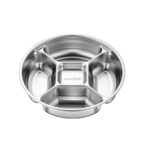 304 Stainless Steel Divided Plate 5 Compartment Food Tray Deep Meal Serving Plate Canteen Restaurant Kitchen Tableware Easy Clean Stackable Design