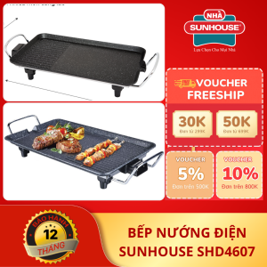 Bếp nướng điện KHÔNG KHÓI SUNHOUSE SHD4607 chống dính 2 lớp dễ vệ sinh - Bảo hành 1 năm