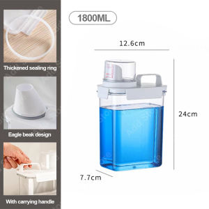 Liquid Detergent Dispenser Laundry Organizer Jar Storage Airtight Container Measuring Lid