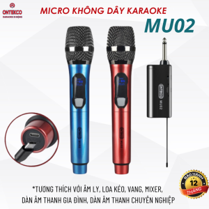 Bộ 2 micro  karaoke mu24 không dây uhf kết nối xa hút âm tốt sử dụng pin sạc tiện lợi tương thích loa kéo âm ly