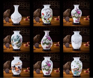 23CM Trang trí bình gốm bài trí hoa phòng khách đồ trang trí Tủ Tv nhà hiện đại