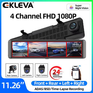 EKLEVA 4K Dash Cam 4-Channel Record 1080P ADAS BSD Car DVR WIFI APP Rear View Mirror Auto Video Recorder Camera Ultra HD 24H Parking