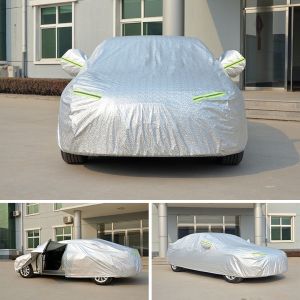 Bạt phủ xe ô tô tráng nhôm cao cấp có phản quang chống nóng chống nước có khóa kéo cánh cửa