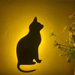 LED Cat Night Light with Motion Sensor Night Lamp Projector Lights Intelligent Sensor Light Sconces Battery Night Light Art Decor