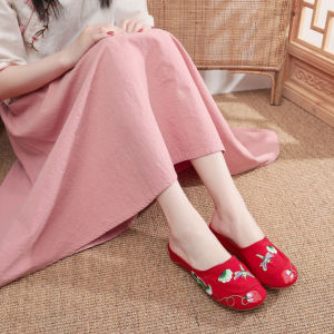 Sandal Wanita R a Nasional Bordir Kain Musim Semi Panas Ujung Tertutup Hanfu Sepatu HF17