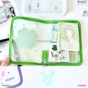 [COD] Yaokeqi Cute Clover Strawberry Wings Stationery Storage Folder A6 Twill Zipper Pouch Document Bag Zip File Folder School Office Supplies