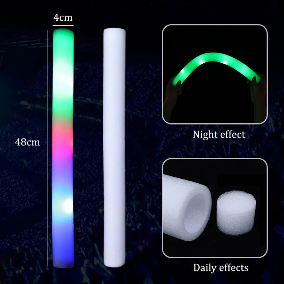 LED Foam Glow Sticks Light Up Sticks Cheer Tube 3 Modes Flashing Glow in  The Dark Light Birthday Wedding Party Stick Supplies