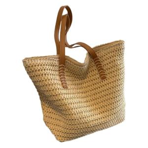 Roomy Straw Handbag Lightweight Shoulder Bag Practical Office Bag With Comfortable Strap And Organizational Pockets