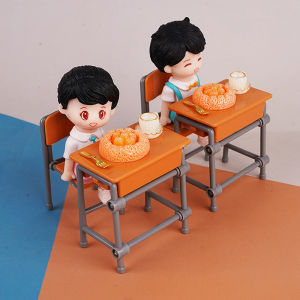 YAFEN 1 Set 1:12 Dollhouse Accessories Miniature Desks Chairs Model Classroom Decoration Toy Food Tableware Ornament