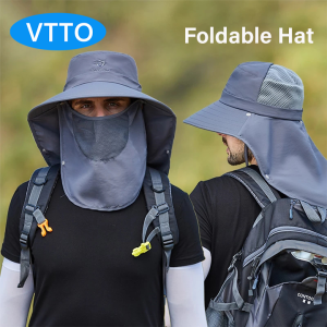 VTTO หมวกบังแดดแนวสปอร์ต3 In 1 UPF 50 +หมวกตกปลาหมวกปีกคลุมหน้าคอแบบถอดออกได้ป้องกันแสงยูวีกันน้ำสำหรับผู้ชายและผู้หญิง